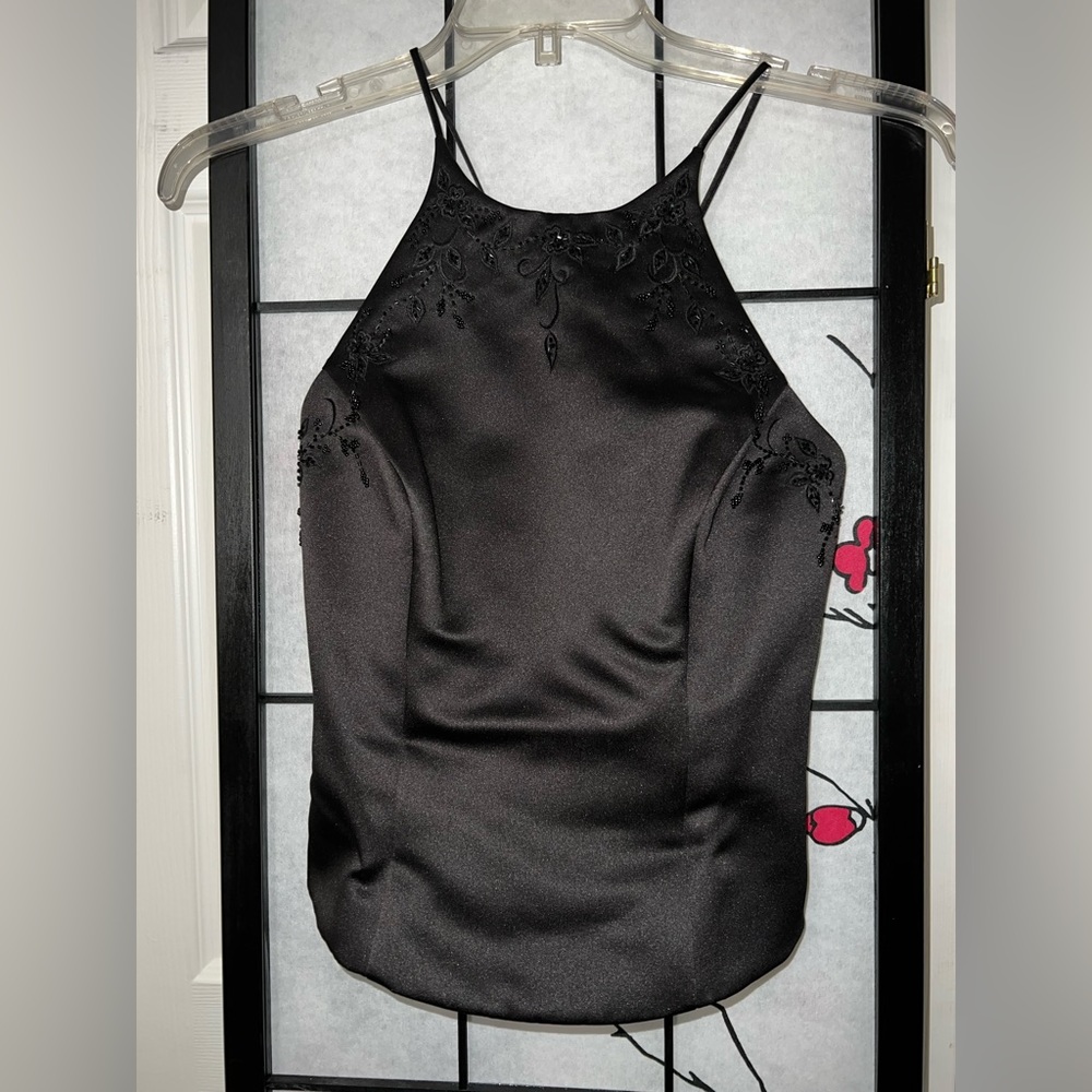Black Satin Halter Top